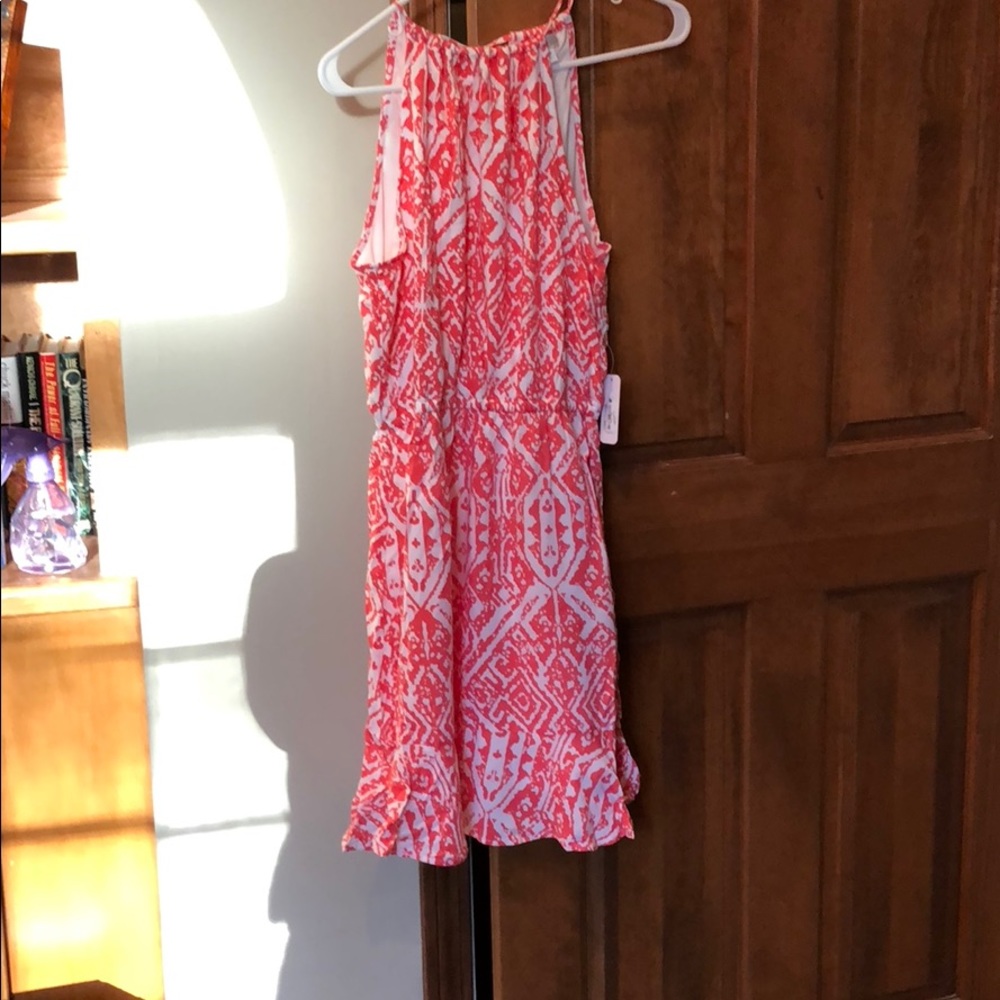 Coral and white dress